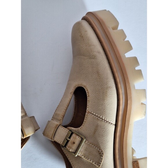 Korks Vega Platform Lugg Sole Mary Janes in Cream Sz 8M Leather Chunky Platform - Picture 11 of 14